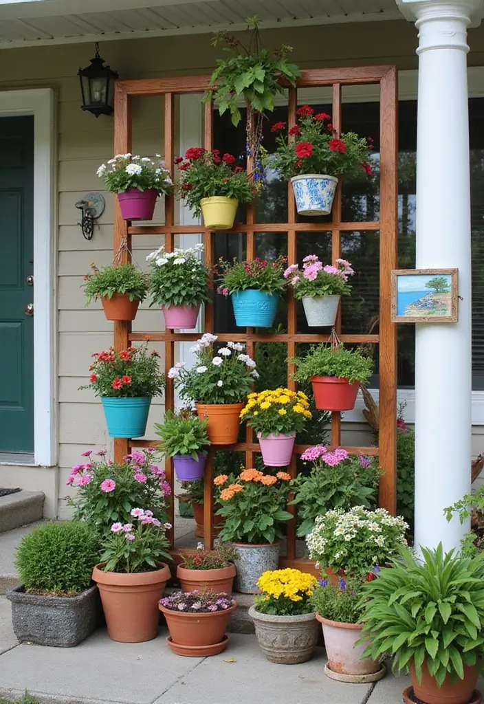 25+ Porch Trellis Ideas That Add Shade and Greenery - 13. Trellis with Art and Decor