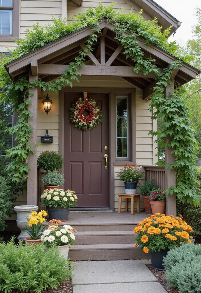 25+ Porch Trellis Ideas That Add Shade and Greenery - 23. Trellis with Seasonal Displays
