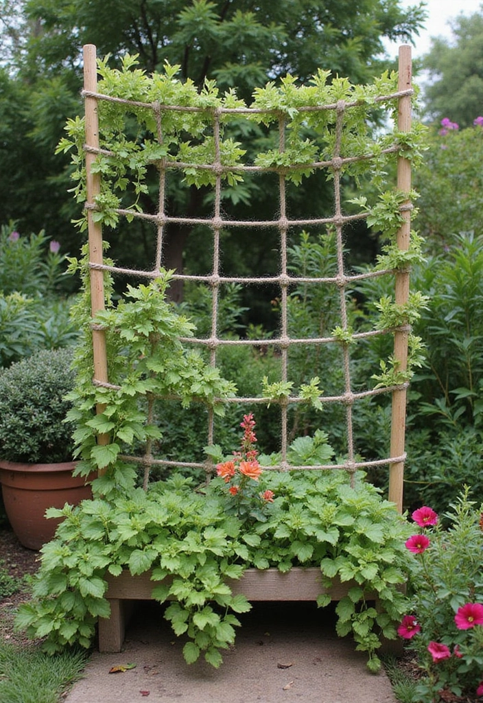 25+ Raised Bed Trellis Ideas to Maximize Garden Space - 12. Simple String Trellis