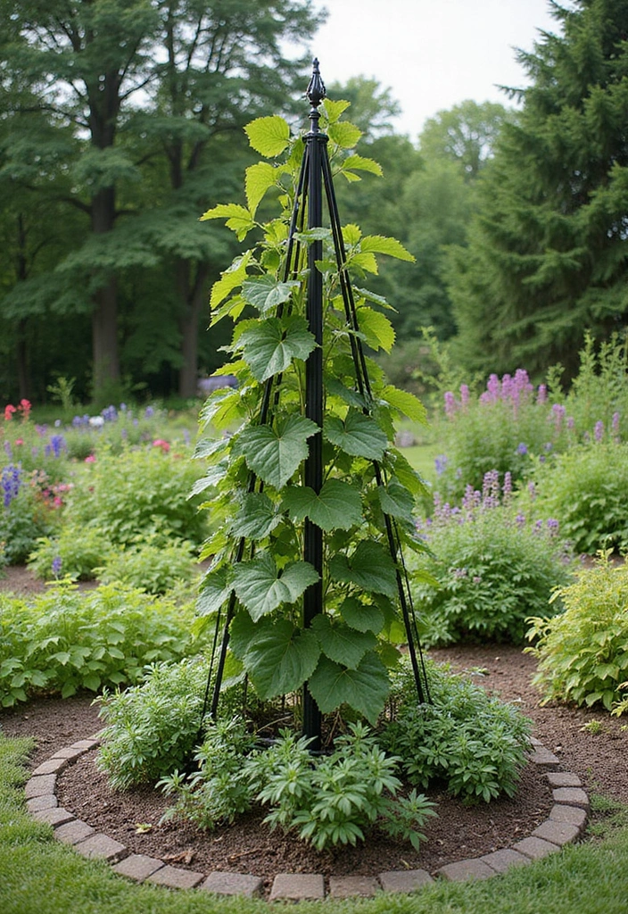 25+ Raised Bed Trellis Ideas to Maximize Garden Space - 13. Garden Obelisk Trellis