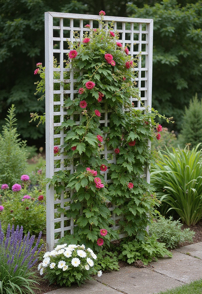 25+ Raised Bed Trellis Ideas to Maximize Garden Space - 2. Lattice Panel Trellis