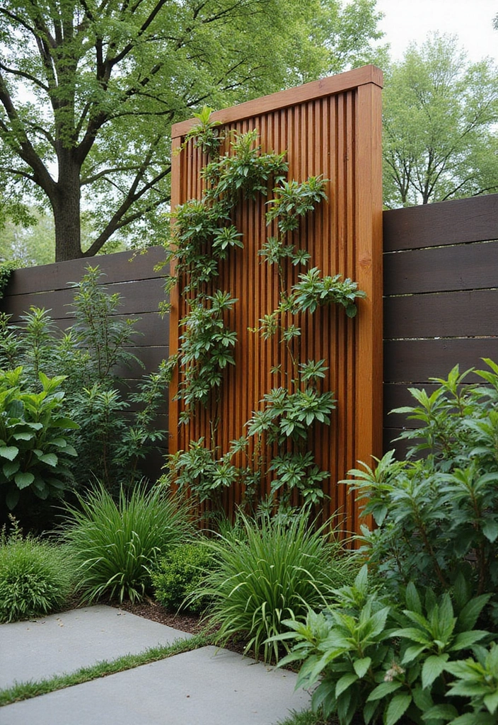 25+ Raised Bed Trellis Ideas to Maximize Garden Space - 21. Vertical Wood Slat Trellis