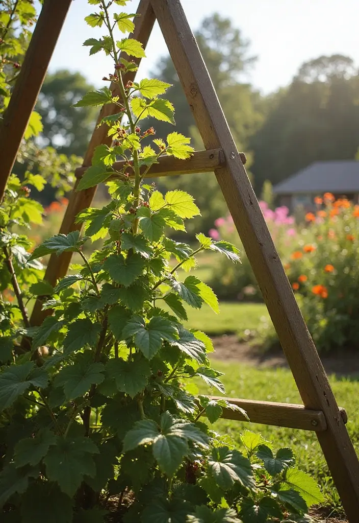 25+ Raspberry Trellis Ideas for a Healthy Organized Harvest - 1. Classic Wooden A-Frame Trellis