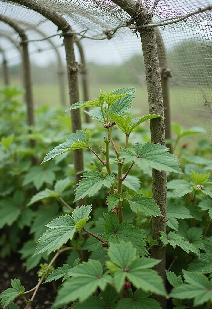 25+ Raspberry Trellis Ideas for a Healthy Organized Harvest - 10. Netting Trellis for Berry Protection