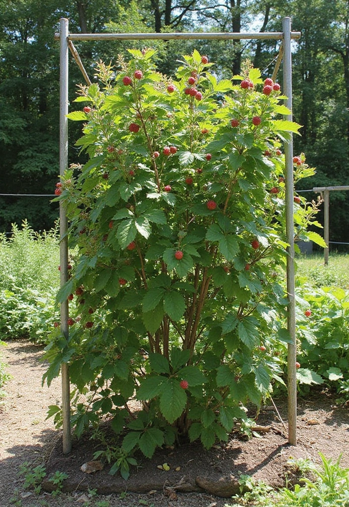 25+ Raspberry Trellis Ideas for a Healthy Organized Harvest - 11. Cattle Panel Trellis for Large Spaces