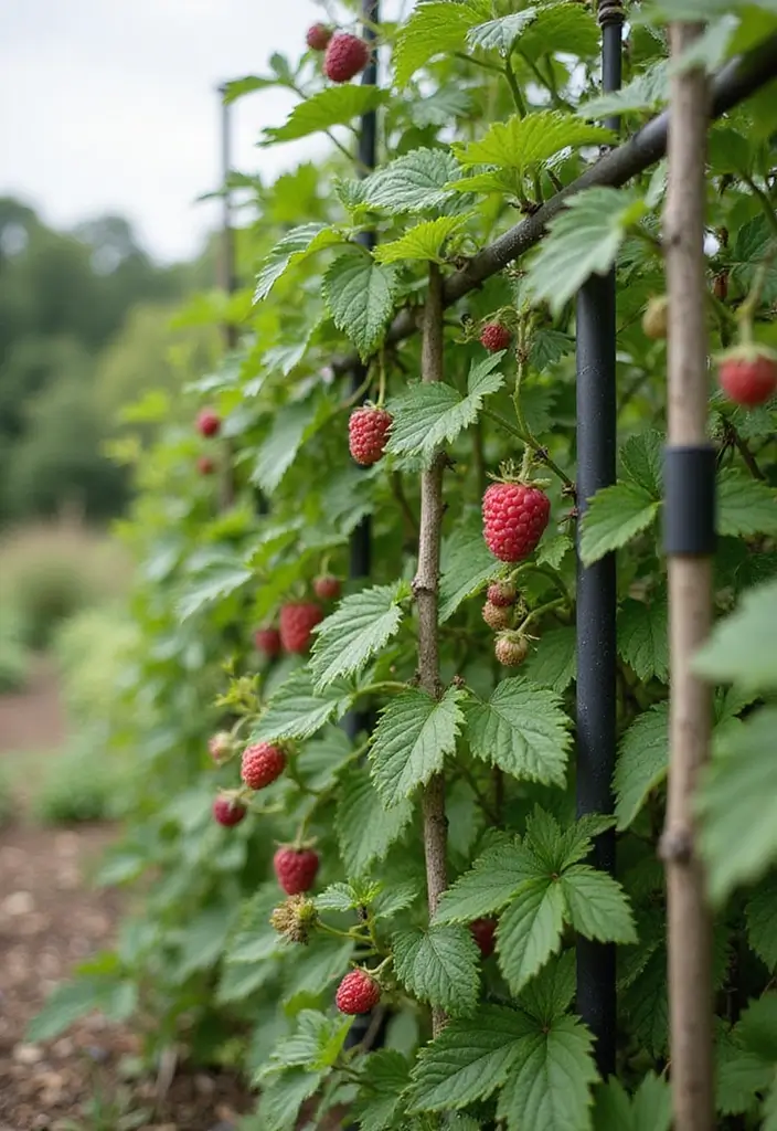 25+ Raspberry Trellis Ideas for a Healthy Organized Harvest - 17. Trellis with Built-in Irrigation System