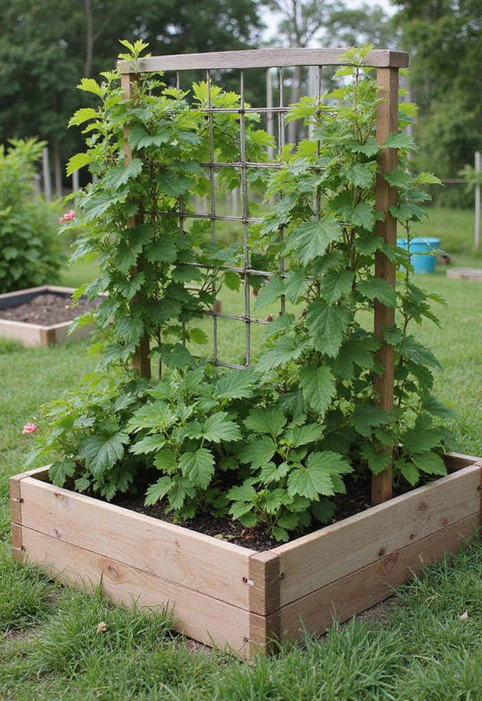 25+ Raspberry Trellis Ideas for a Healthy Organized Harvest - 19. Raised Garden Bed with Integrated Trellis