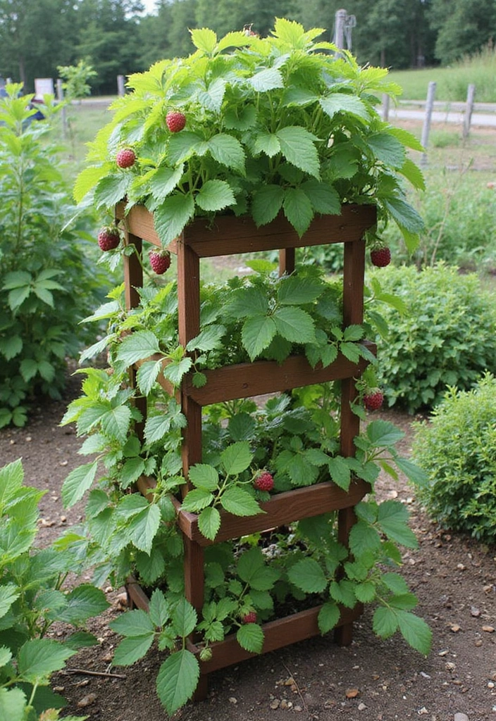 25+ Raspberry Trellis Ideas for a Healthy Organized Harvest - 20. Multi-tiered Trellis for Vertical Farming