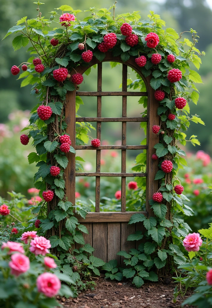 25+ Raspberry Trellis Ideas for a Healthy Organized Harvest - 21. Trellis with Decorative Elements