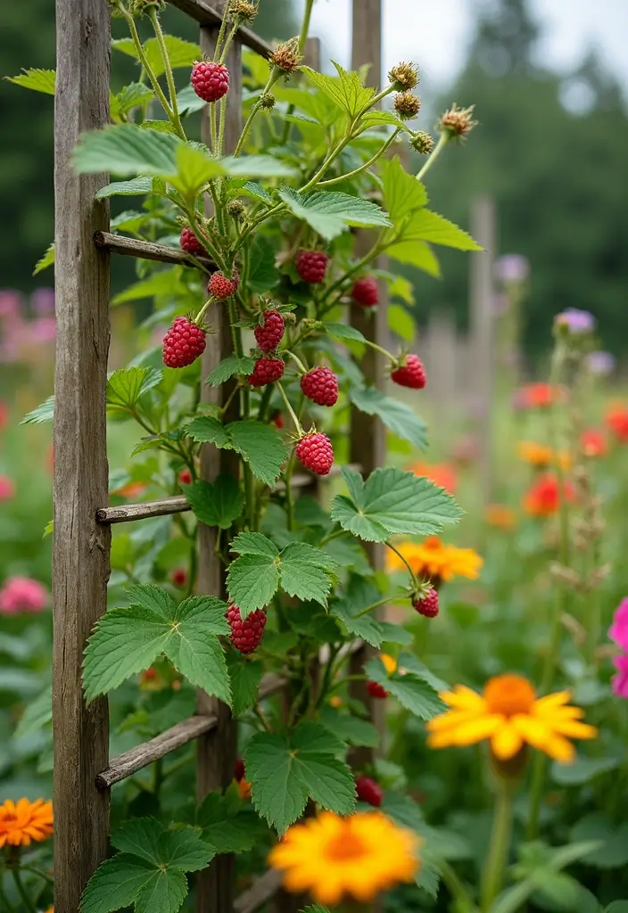 25+ Raspberry Trellis Ideas for a Healthy Organized Harvest - 22. Trellis for Pollinator-Friendly Plants