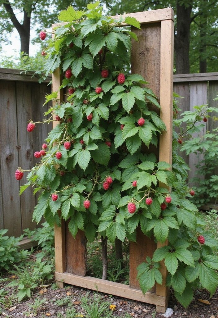 25+ Raspberry Trellis Ideas for a Healthy Organized Harvest - 23. Reclaimed Material Trellis