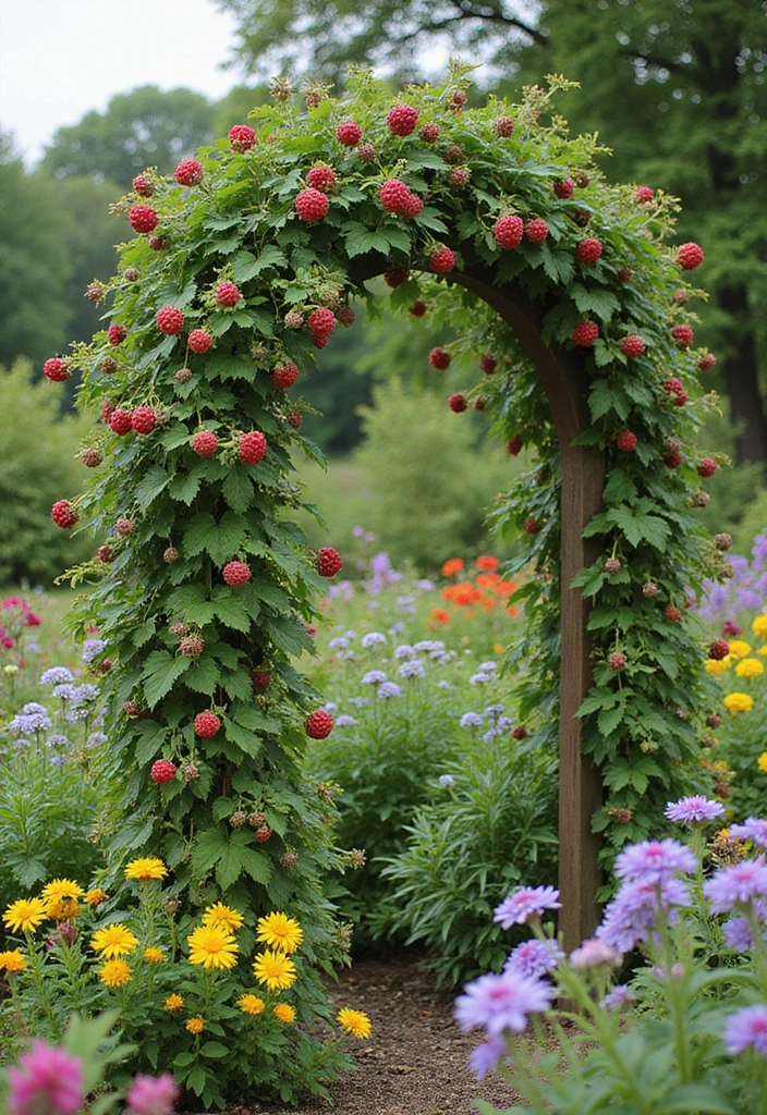 25+ Raspberry Trellis Ideas for a Healthy Organized Harvest - 24. Floral Trellis for a Colorful Display