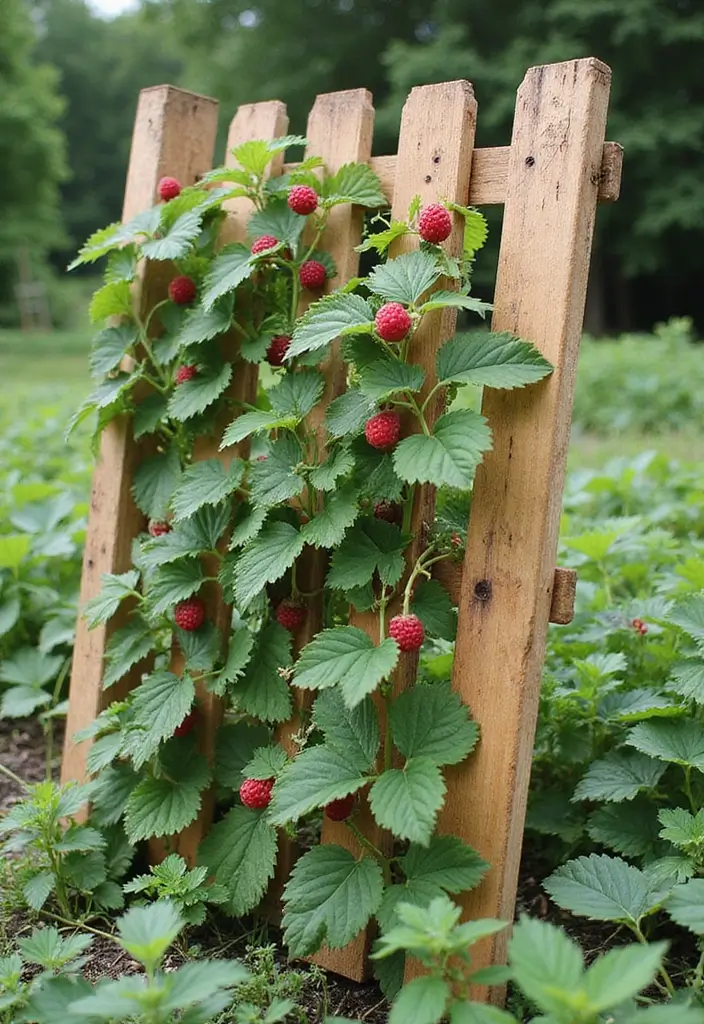 25+ Raspberry Trellis Ideas for a Healthy Organized Harvest - 4. DIY Pallet Trellis