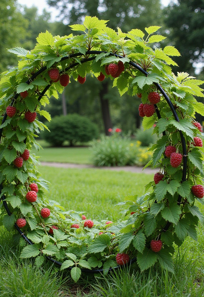 25+ Raspberry Trellis Ideas for a Healthy Organized Harvest - 6. Circle Trellis for a Unique Look