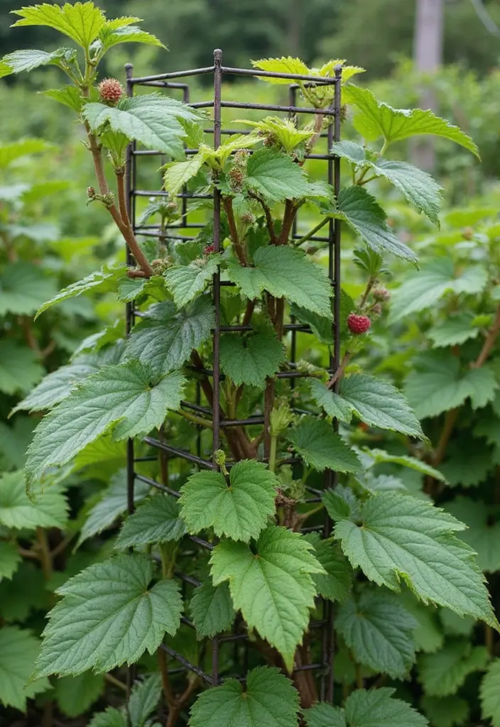 25+ Raspberry Trellis Ideas for a Healthy Organized Harvest - 9. Wire Fencing Trellis for an Edgy Look