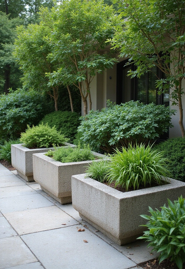 25+ Rectangle Planter Ideas for Modern Garden Design - 15. Elegant Stone Planters