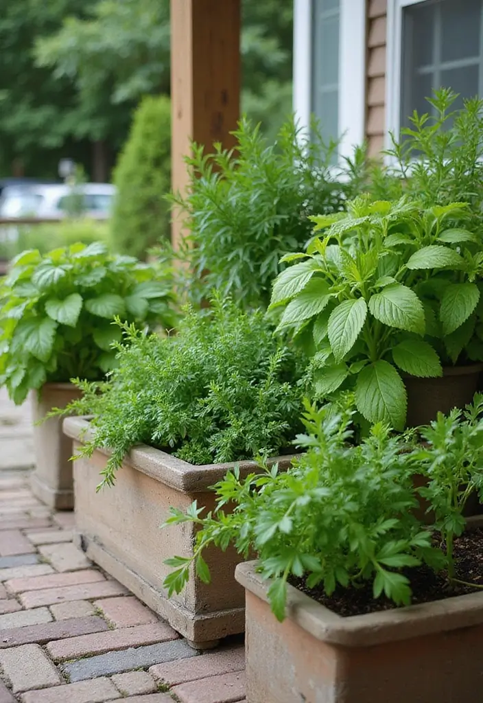 25+ Rectangle Planter Ideas for Modern Garden Design - 17. Herb Garden Rectangle Planters