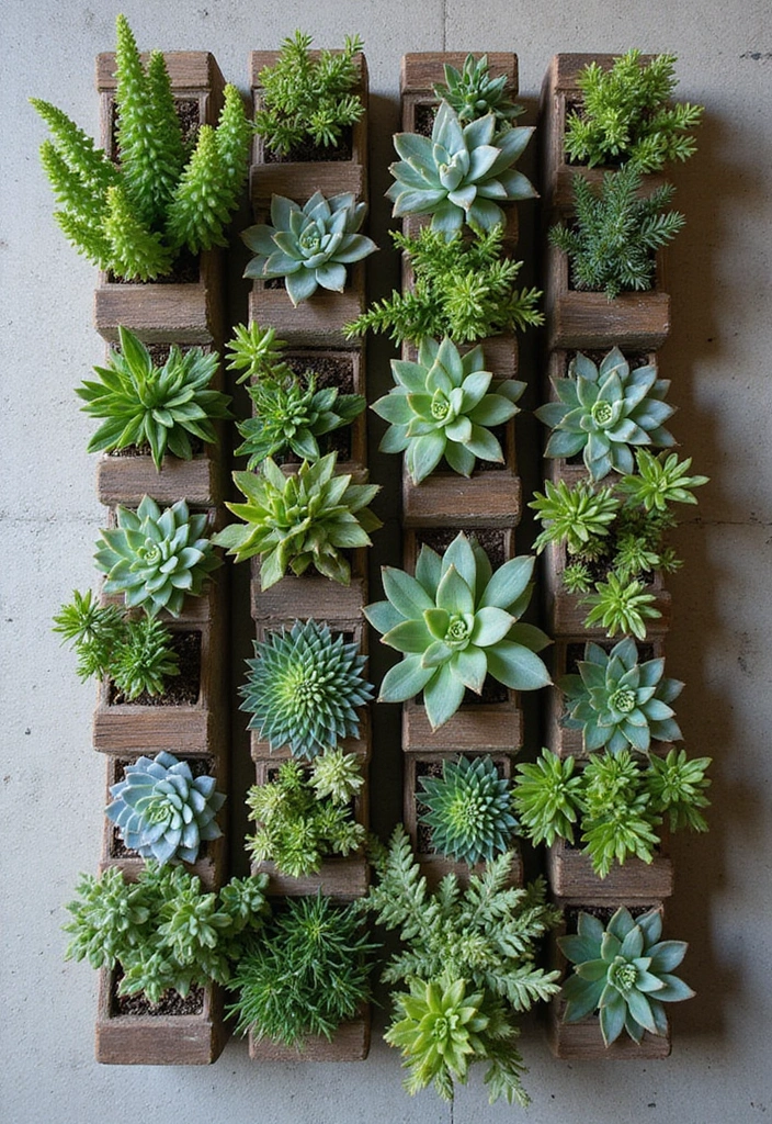 25+ Rectangle Planter Ideas for Modern Garden Design - 19. Vertical Succulent Gardens