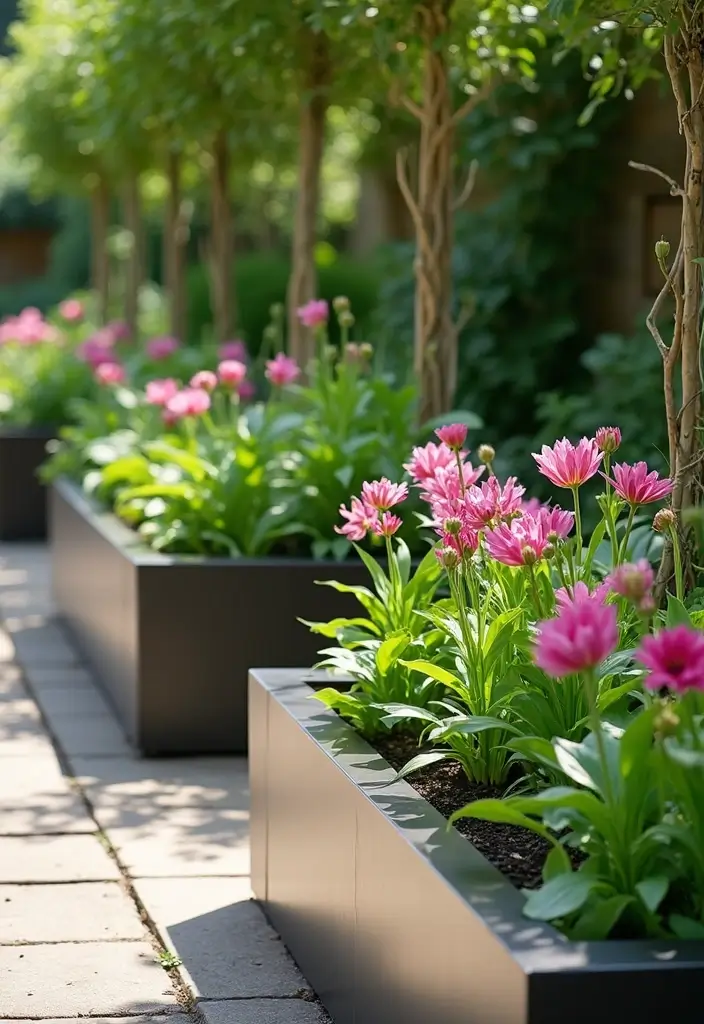 25+ Rectangle Planter Ideas for Modern Garden Design - 2. Metal Rectangle Planters