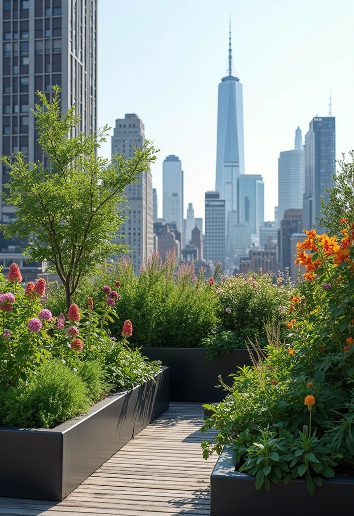 25+ Rectangle Planter Ideas for Modern Garden Design - 7. Urban Rooftop Planters