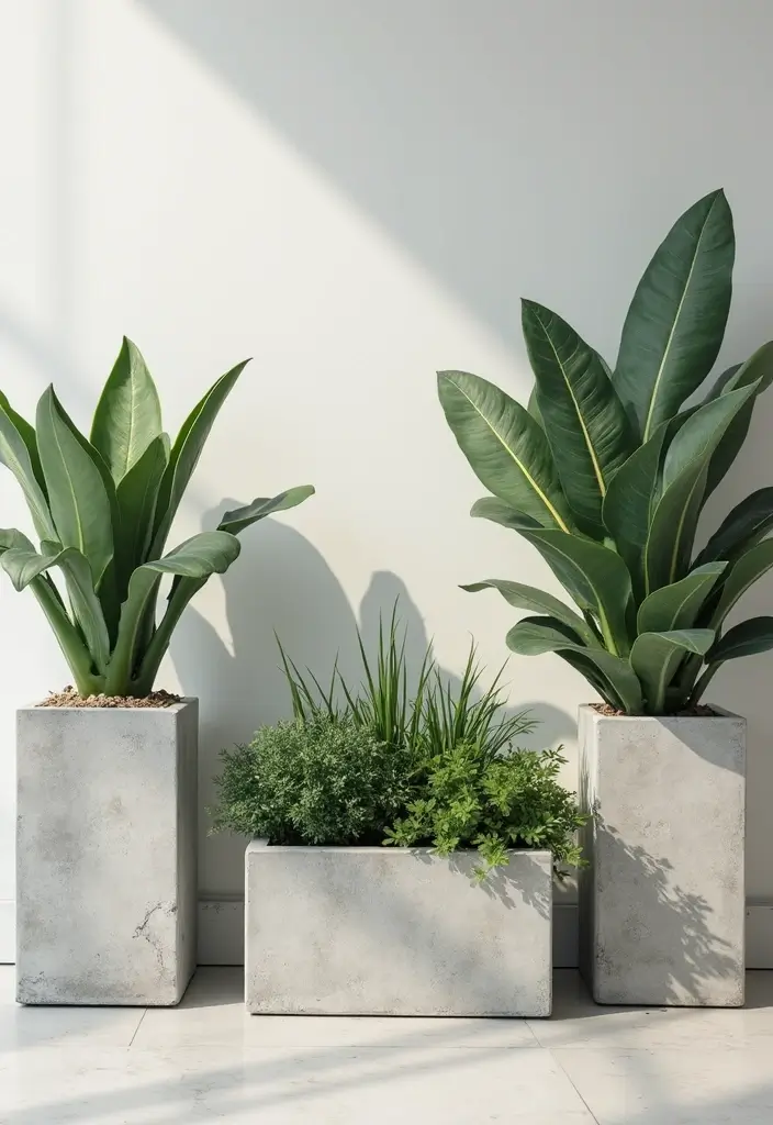 25+ Rectangle Planter Ideas for Modern Garden Design - 8. Minimalistic Concrete Planters