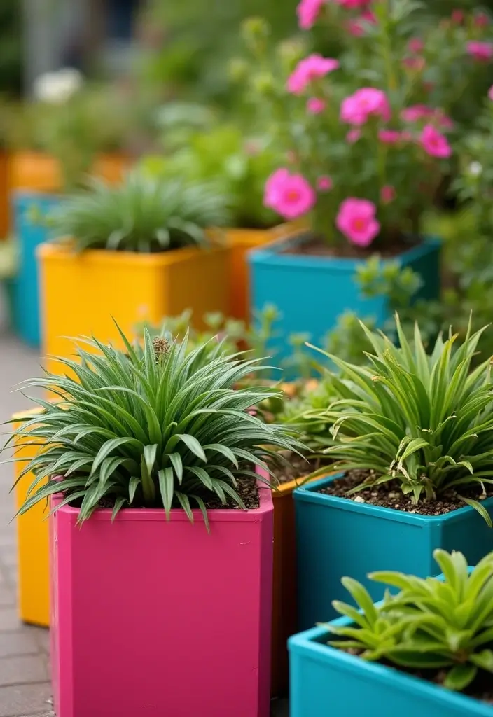25+ Rectangle Planter Ideas for Modern Garden Design - 9. Colorful Plastic Planters