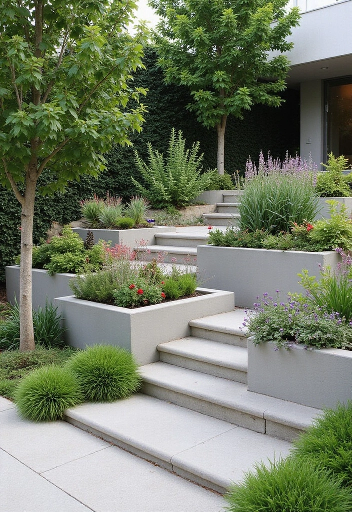 25+ Retaining Wall Planter Ideas That Add Green Layers - 14. Modern Geometric Plots