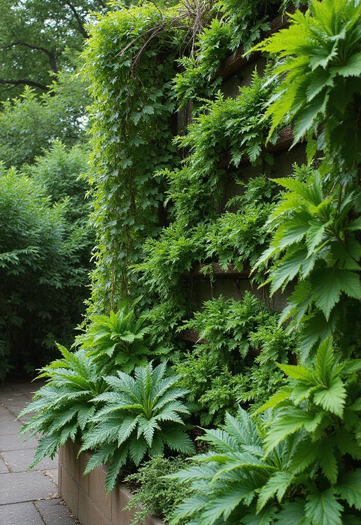 25+ Retaining Wall Planter Ideas That Add Green Layers - 16. Vertical Foliage Gardens