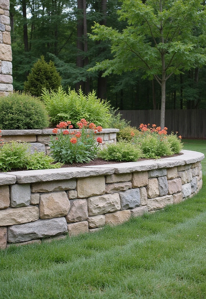 25+ Retaining Wall Planter Ideas That Add Green Layers - 23. Natural Stone Retaining Walls
