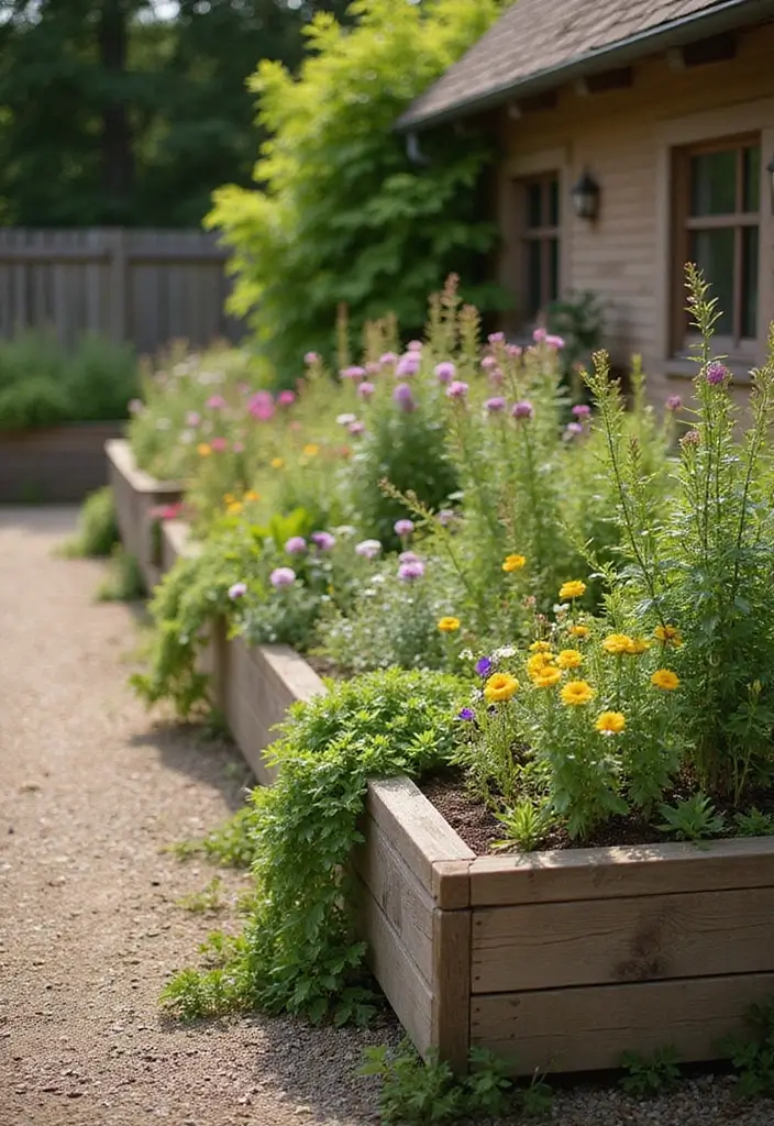 25+ Retaining Wall Planter Ideas That Add Green Layers - 3. Rustic Wooden Planters