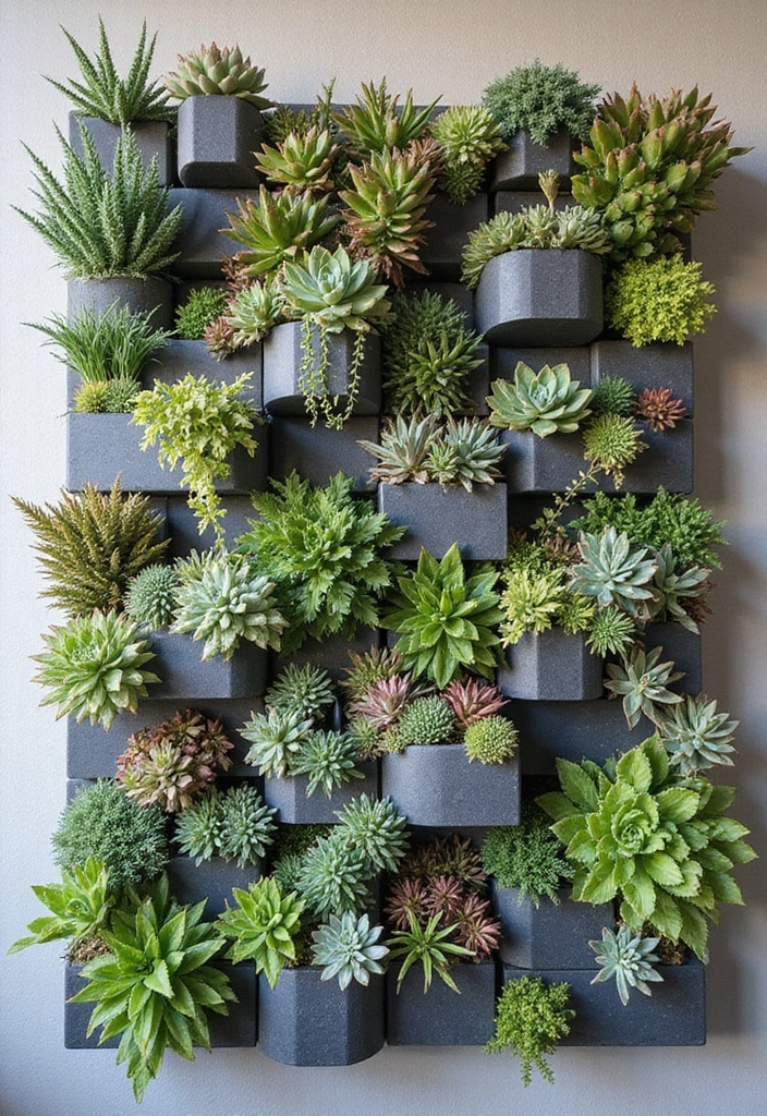 25+ Retaining Wall Planter Ideas That Add Green Layers - 4. Succulent Wall Art