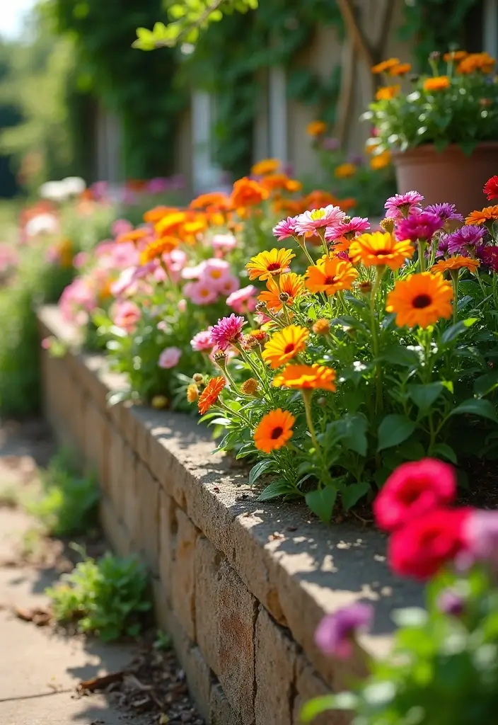25+ Retaining Wall Planter Ideas That Add Green Layers - 5. Edible Flower Garden