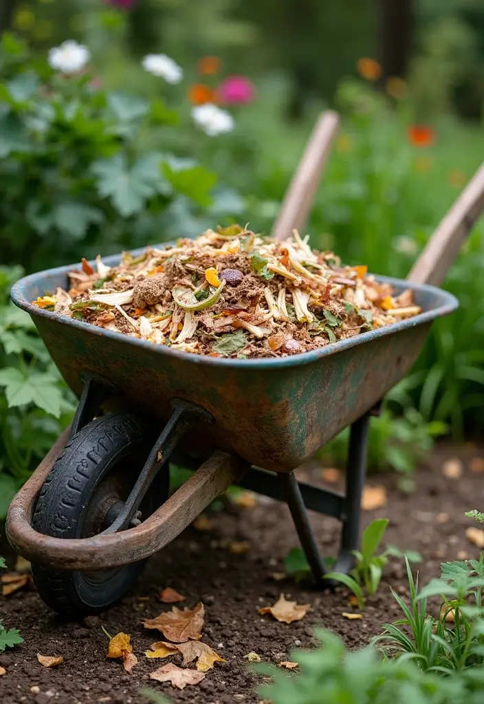 25+ Rustic Wheelbarrow Planter Ideas Full of Vintage Charm 60 25+ Rustic Wheelbarrow Planter Ideas Full of Vintage Charm - 10. Wheelbarrow as a Compost Bin