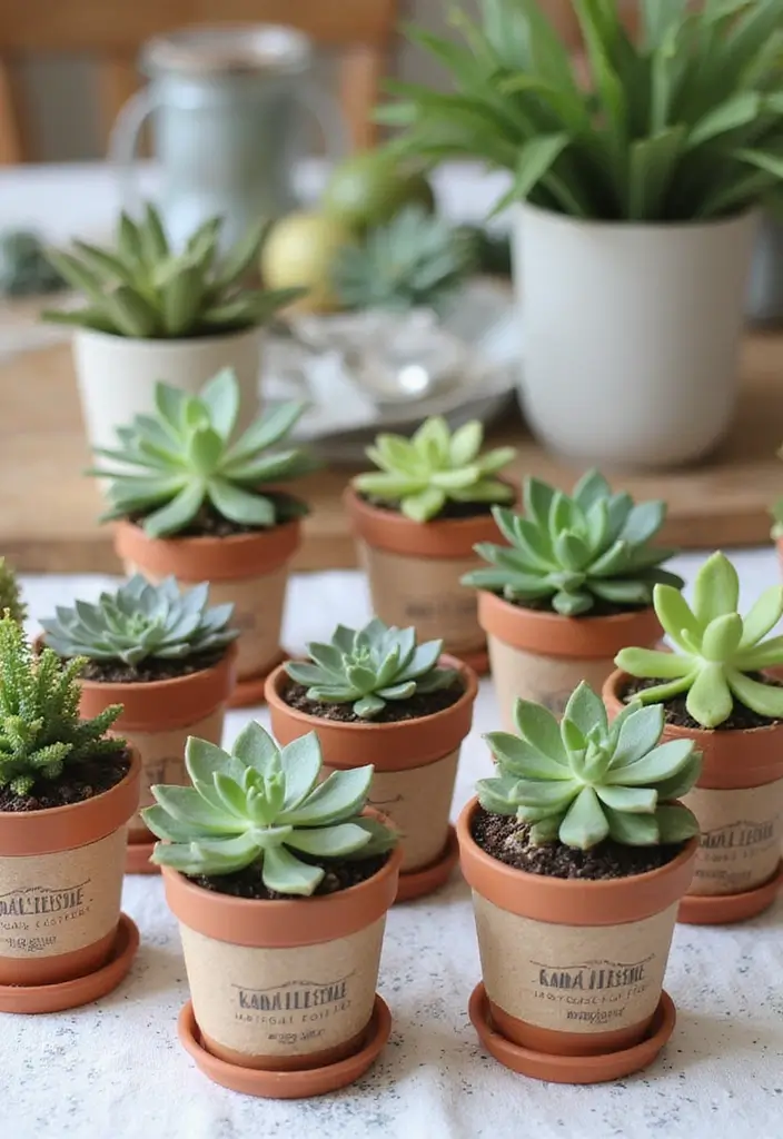 25+ Sedum Planter Ideas That Are Low-Maintenance and Pretty - 25. Sedum-Themed Party Favors