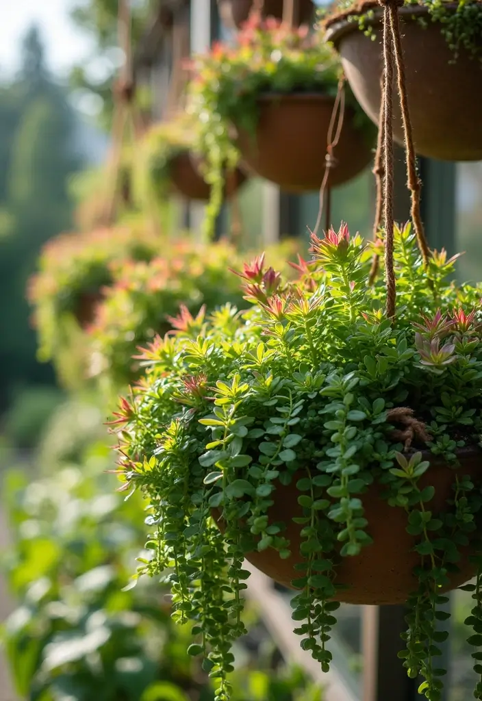 25+ Sedum Planter Ideas That Are Low-Maintenance and Pretty - 4. Hanging Basket Arrangements