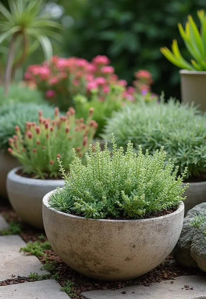 25+ Sedum Planter Ideas That Are Low-Maintenance and Pretty - 5. Stone Planters with Sedum Accents