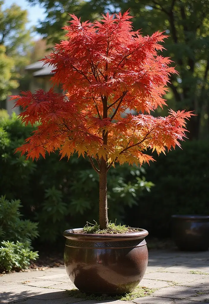 25+ Shady Planter Ideas That Thrive Without Full Sun - 21. Stately Japanese Maples