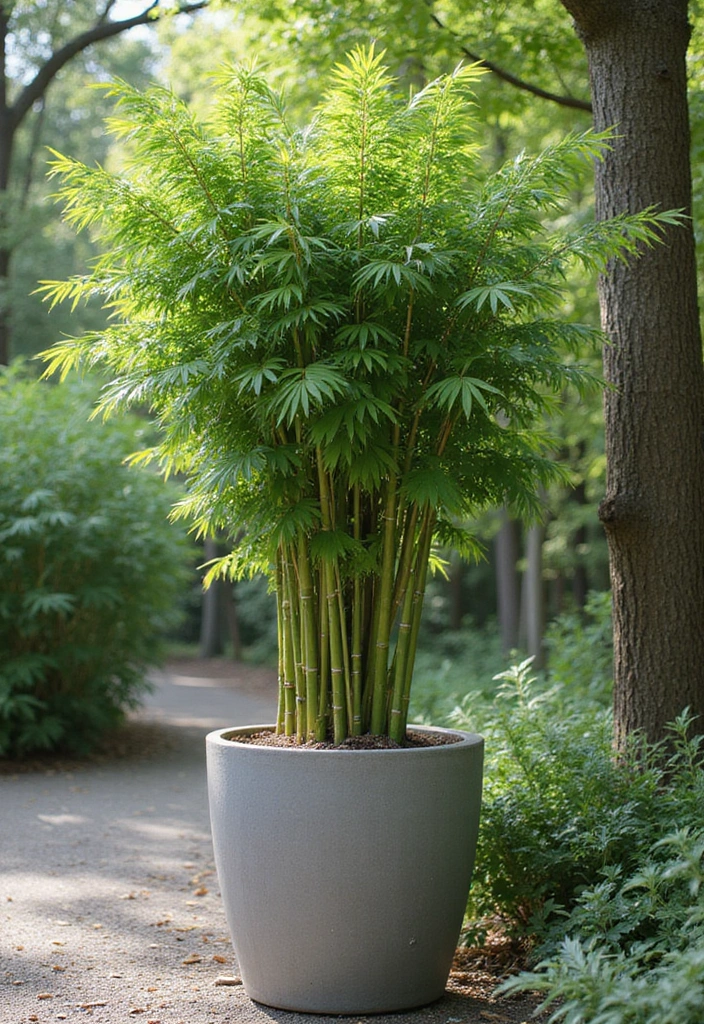 25+ Shady Planter Ideas That Thrive Without Full Sun - 4. Bamboo Bliss