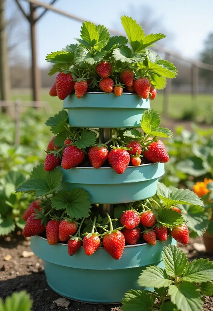 25+ Strawberry Planter Ideas for Sweet and Easy Harvests - 12. Berry Towers