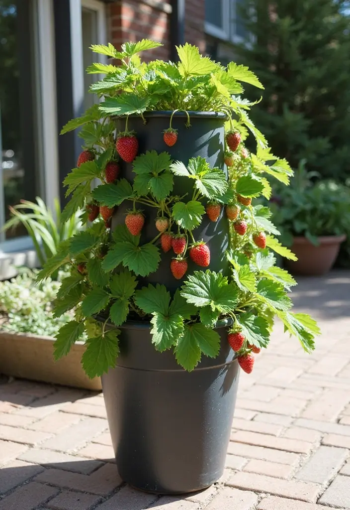25+ Strawberry Planter Ideas for Sweet and Easy Harvests - 15. Vertical Column Planters