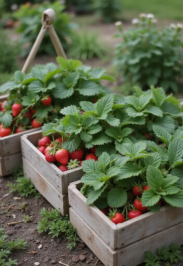 25+ Strawberry Planter Ideas for Sweet and Easy Harvests - 16. Old Wooden Crates