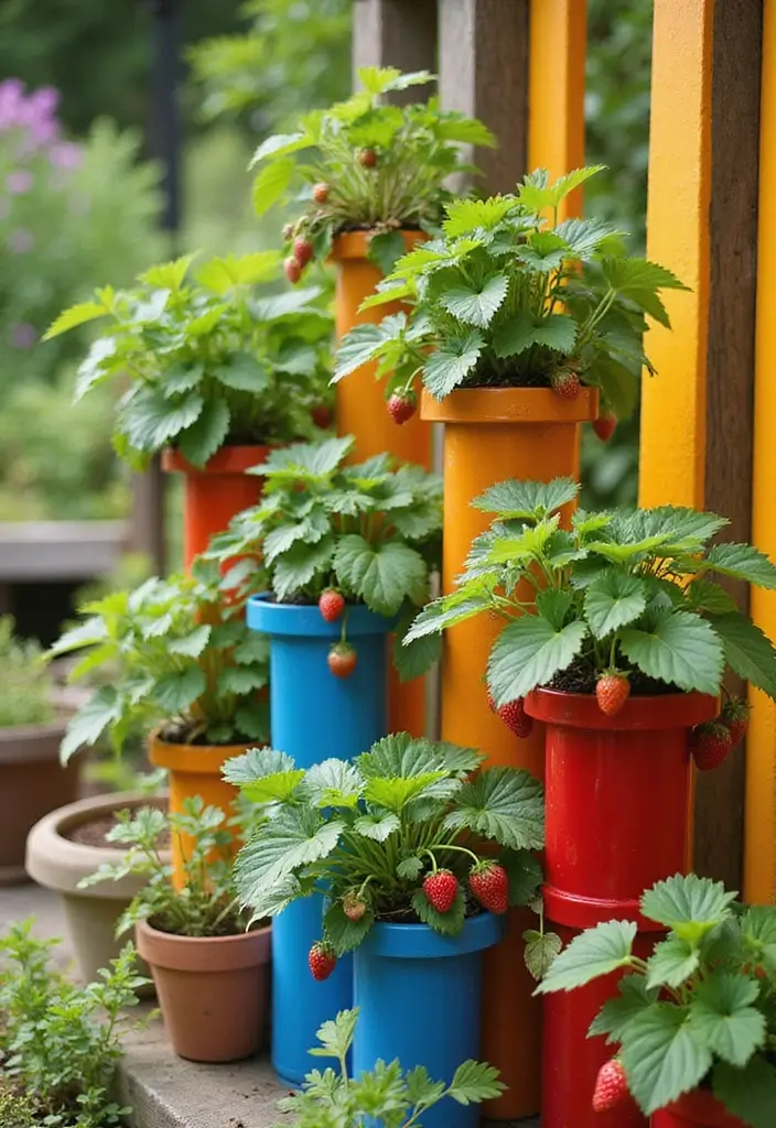 25+ Strawberry Planter Ideas for Sweet and Easy Harvests - 20. PVC Pipe Planters