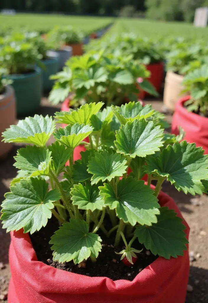 25+ Strawberry Planter Ideas for Sweet and Easy Harvests - 21. Fabric Grow Bags