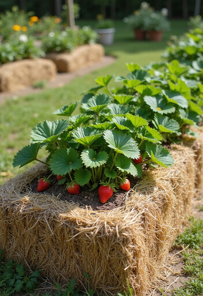 25+ Strawberry Planter Ideas for Sweet and Easy Harvests - 7. Straw Bale Planters
