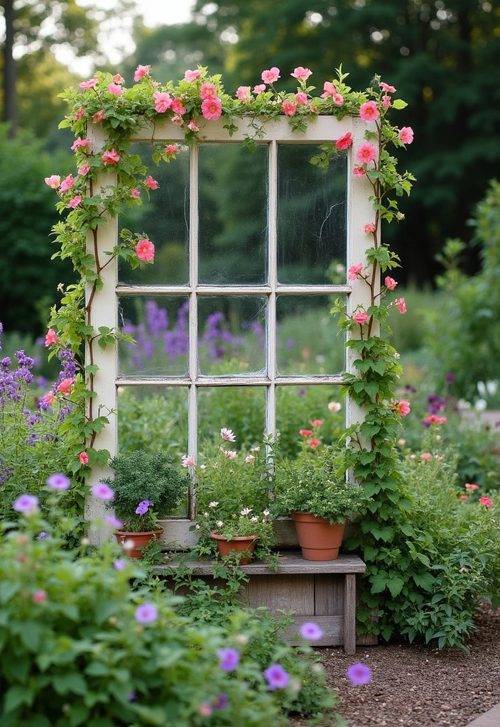25+ Unique Trellis Ideas You Haven’t Seen Before - 1. Upcycled Window Trellis