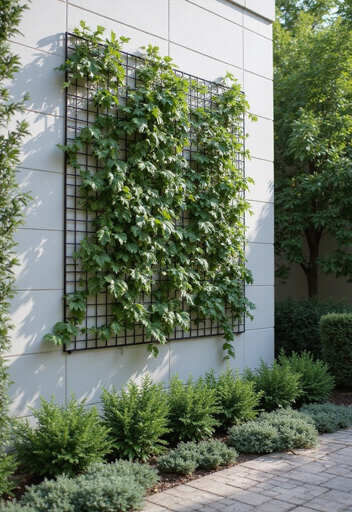 25+ Unique Trellis Ideas You Haven’t Seen Before - 13. Wall-Mounted Grid Trellis