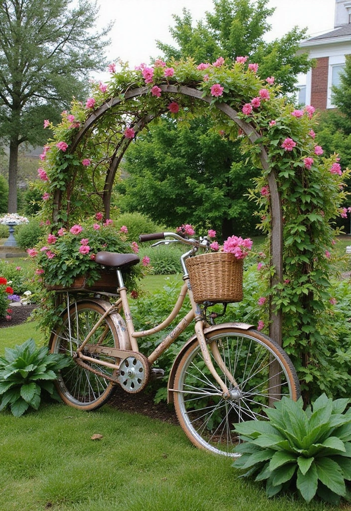 25+ Unique Trellis Ideas You Haven’t Seen Before - 24. Vintage Bicycle Trellis