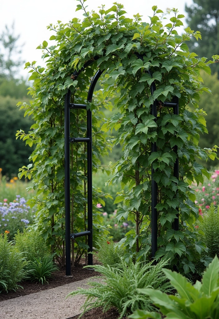25+ Unique Trellis Ideas You Haven’t Seen Before - 6. Metal Pipe Trellis