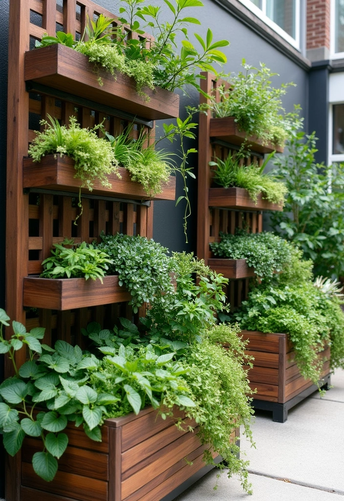 25+ Vegetable Garden Trellis Ideas for Vertical Growth 62 25+ Vegetable Garden Trellis Ideas for Vertical Growth - 10. Trellis Panels with Multi-Tiered Planting Boxes