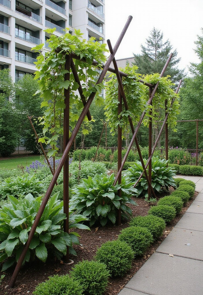 25+ Vegetable Garden Trellis Ideas for Vertical Growth 76 25+ Vegetable Garden Trellis Ideas for Vertical Growth - 12. Criss-Crossed Stake Trellis